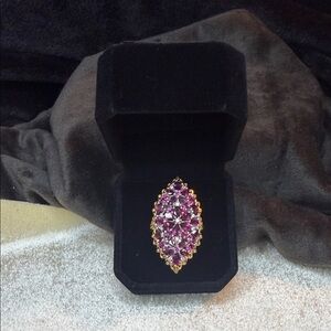 EverTrue Orissa Rhodolite Garnet & White Zircon
 Flower Ring in 18K YG Platinum